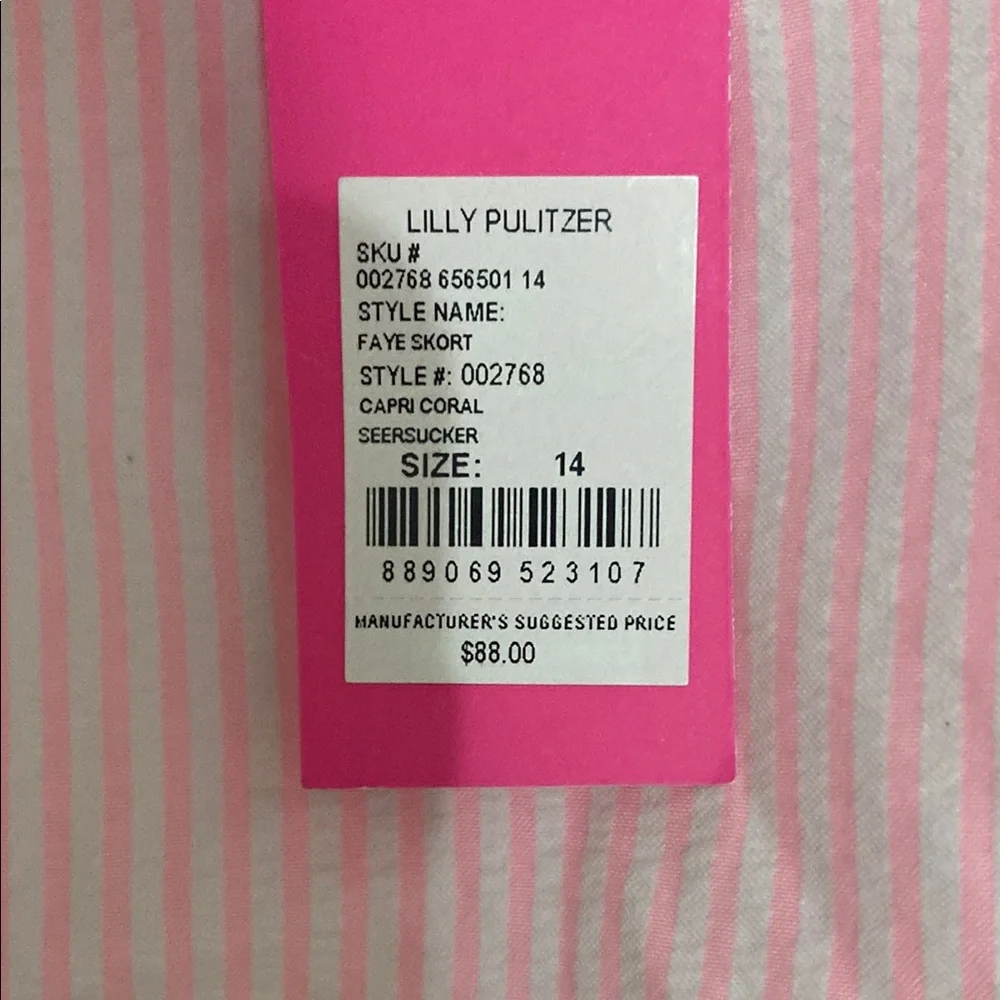 Lilly Pulitzer Faye Skort Capri Coral Seersucker Size 14 NWT - Picture 2 of 4